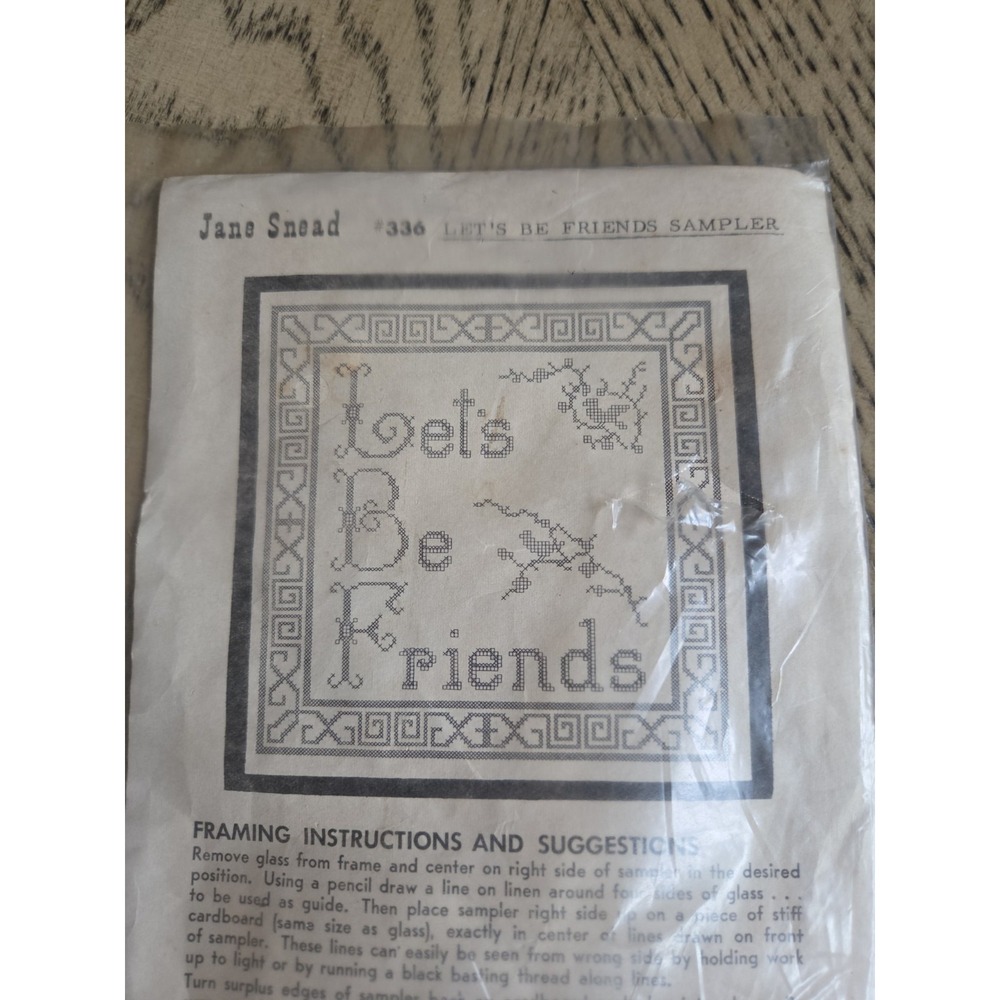 Vintage Jane Snead Samplers Keepsake Needlework Kit Let's Be Friends New NOS